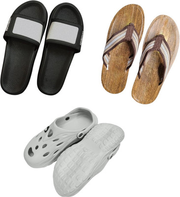 BLIBBERS Men Slippers(Black, Brown, Off White , 6)