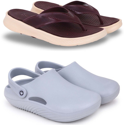 Kapani Fashion Men Slippers(Maroon, Grey , 6)