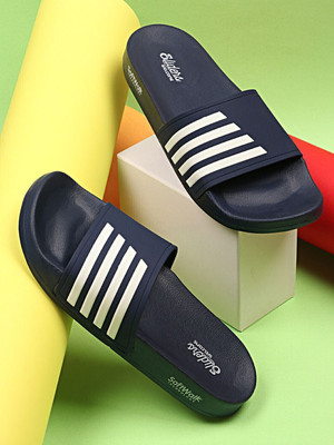 WELCOME Men Lightweight with Arch Support Durable Anti-Skid & Stylish Dailywear| Slides(Navy , 7)
