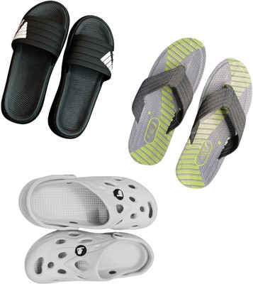 BLIBBERS Men Slippers(Black, Grey, Off White , 9)