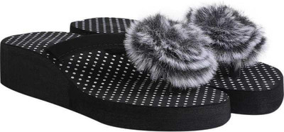 SHIPEE Women Slippers(Black , 7)