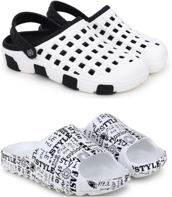 Pampy Angel Men Slippers(Black, White , 7)