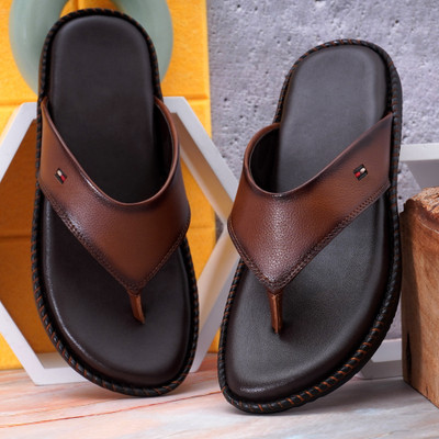 BANYY Men Flip Flops(Brown, Black , 10)