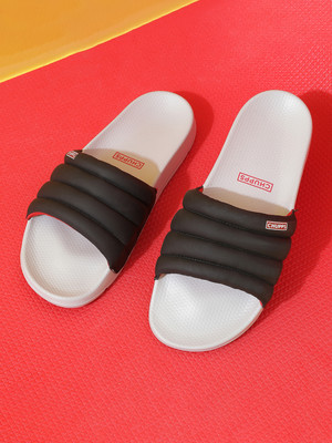 Chupps Men Classic Quilted Grey/Black Men's Comfortable Slides & Flip Flop Slides(Black , 8)