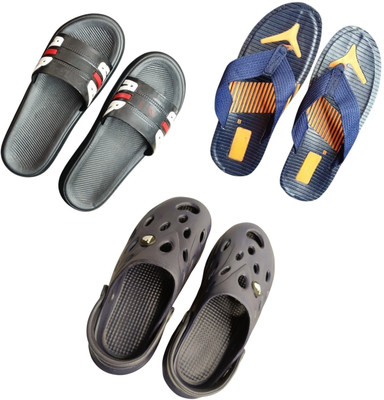 BLIBBERS Men Slippers(Blue, Black, Grey , 8)