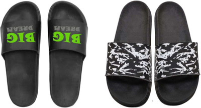 nvisan Men Slides(White, Green , 8)
