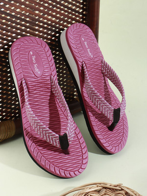 TWO SOFT Women Women Stylish Lightweight Slippers Comfortable Fancy Flip Flops Dailywear Slippers(Pink , 6)