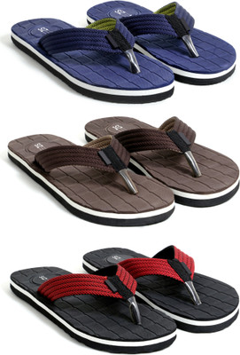 SIZEONE Men Flip Flops(Multicolor , 9)