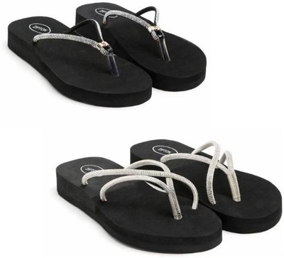 ZIPTON Women Flip Flops(Multicolor , 7)