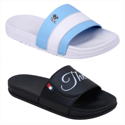 Foot Print Men Slides(Multicolor , 10)