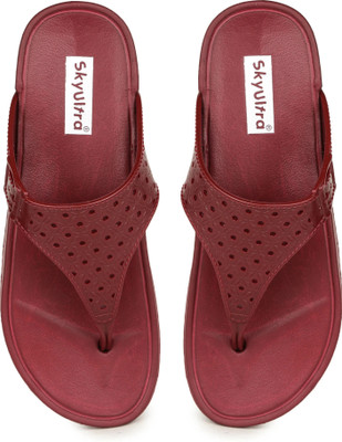 Skyultra Women Flip Flops(Maroon , 6)