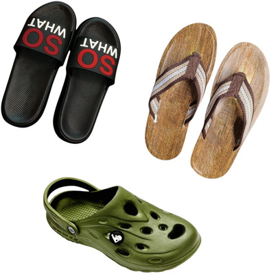 BLIBBERS Men Slippers(Black, Brown, Green , 9)