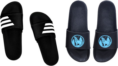 Digimahadev Men Flip Flops(White, Navy, Black , 6)
