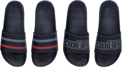 Digimahadev Men Flip Flops(Black , 8)
