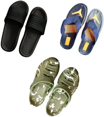 BLIBBERS Men Slippers(Black, Blue, Green , 9)