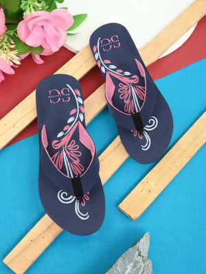 SOUL CULTURE Women Comfortable Stylish and Trending Colorful Printed Slippers Slippers(Navy , 8)