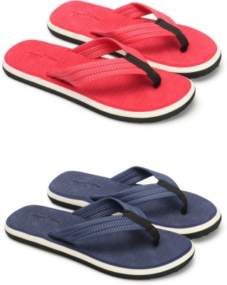 Footexo Men Flip Flops(Red, Blue , 6)