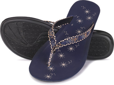 DRACKFOOT Women Flip Flops(Blue , 8)