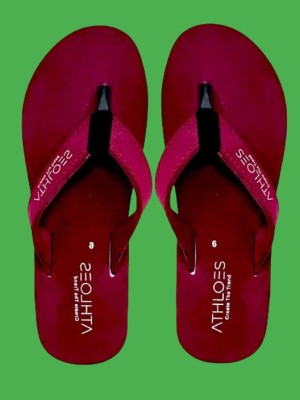 ATHLOES Women Flip Flops(Maroon , 7)