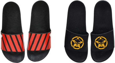 nvisan Men Slides(Red, Yellow, Black , 7)