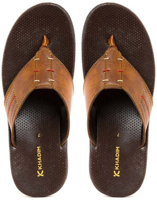 Khadim's Men Lightweight Comfort Extra Soft Trendy Premium Stylish Flip Flops(Brown , 10)