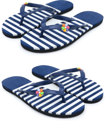 Feens Women for Women Combo of 2 Flip Flop / Slippers(Multicolor , 8)