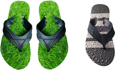 skyflip Men Slides(Grey, Black , 5)