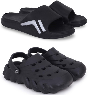 Pampy Angel Men Slippers(Black, Black , 9)