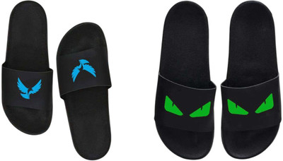 nvisan Men Slides(Black , 8)