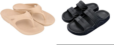 Urban Yug Men Slippers(Beige, Black , 6)