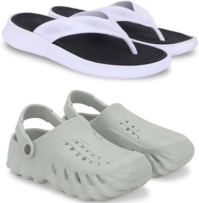 Pampy Angel Men Slippers(Black, Grey , 8)