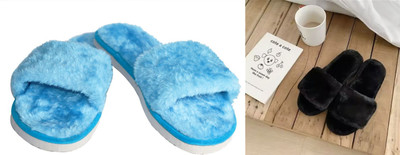rexizone Women Flip Flops(Blue, Black , 7)