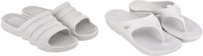 LUXURIOUS DESIGN Men Slippers(Grey, White , 9)