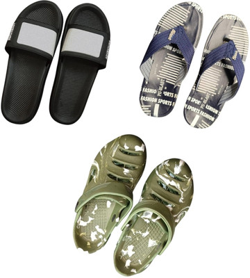 BLIBBERS Men Slippers(Black, Blue, Green , 8)