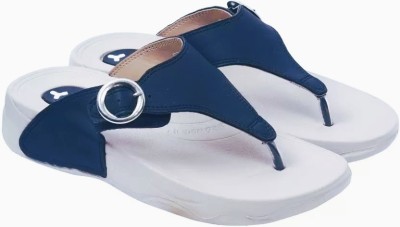 VRINDHA Women Flip Flops(Navy , 7)