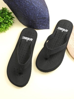 Afrojack Men Flip Flops(Black , 8)