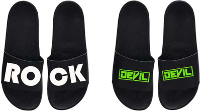 nvisan Men Slides(White, Black , 10)