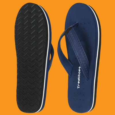 TREATTOES Women Doctor Ortho Care Diabetic Extra Soft Orthopaedic Comfort House Dr Slippers Flip Flops(Navy, Blue , 6)