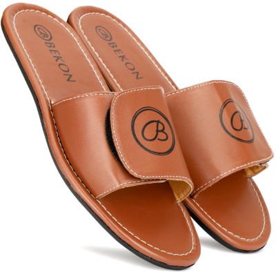 BEKON Men Slides(Brown , 9)