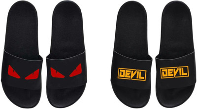 nvisan Men Slides(Orange, Red, Black , 7)
