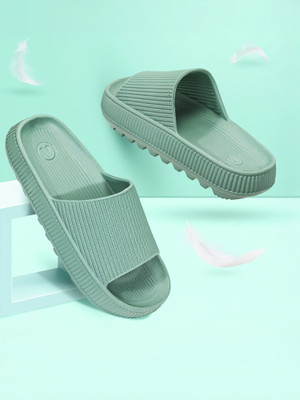 Aqualite Women Anti-Skid Slides(Green , 6)