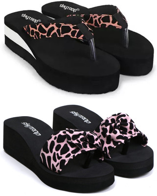 HOC Women Slippers(Brown, Pink , 7)
