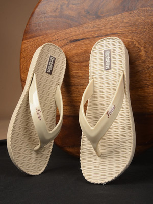 action Women LFL-121 Flip Flops(Beige , 5)
