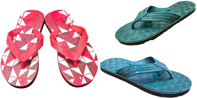 Mikro Men Slippers(Red, Green , 5)