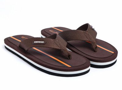 KETIKOE Men Flip Flops(Brown , 10)