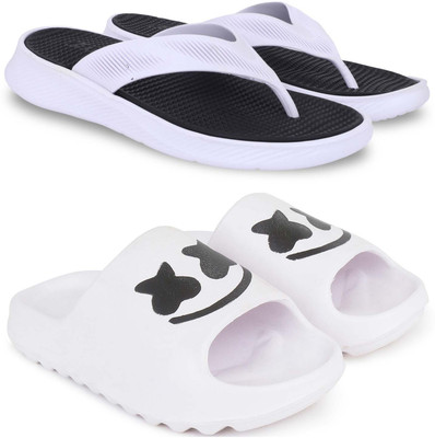 Pampy Angel Men Slippers(Black, White , 10)