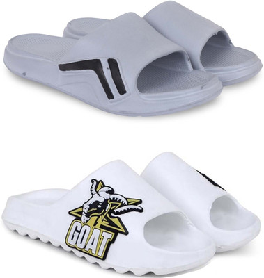 Pampy Angel Men Slippers(Grey, White , 9)