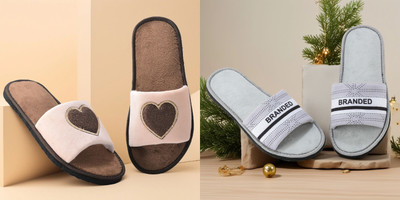 Y key Women Flip Flops(Grey, Beige , 5)