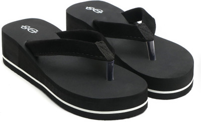 SOUL CULTURE Women Flip Flops(Black , 5)