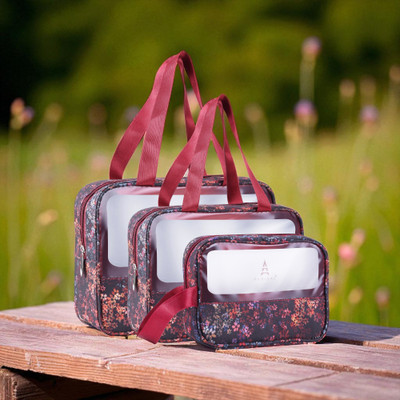 Parisal One Set, Endless Styles – Premium 3-in-1 Bag Collection Travel Toiletry Kit(Brown, White)